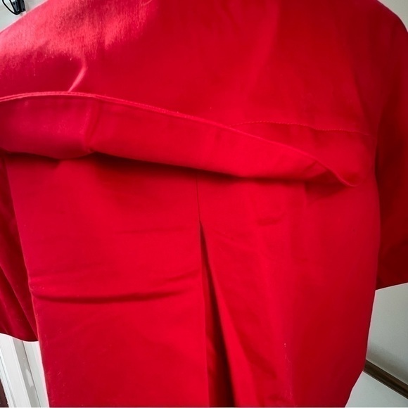 Grace Elements Women’s Crop Jacket Size 16 Red Short Sleeve Pleated Button Front - Picture 8 of 9